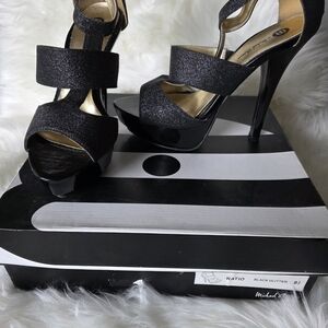 Michael Antonio Black Glitter Women's Heels